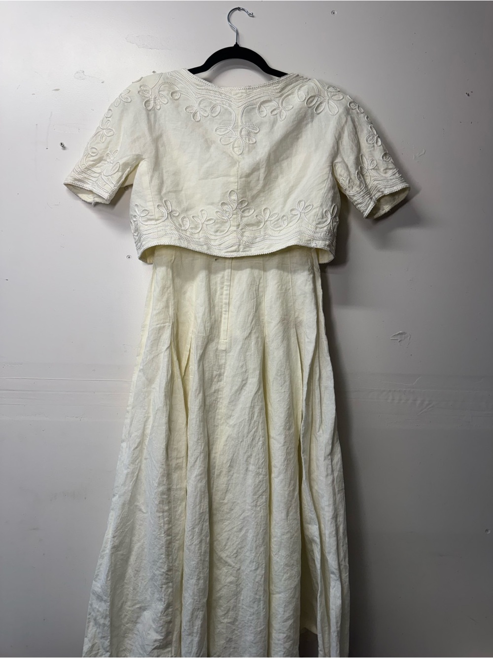 Embroidered Ivory Midi Dress with Cropped Jacket - Picture 2 of 14